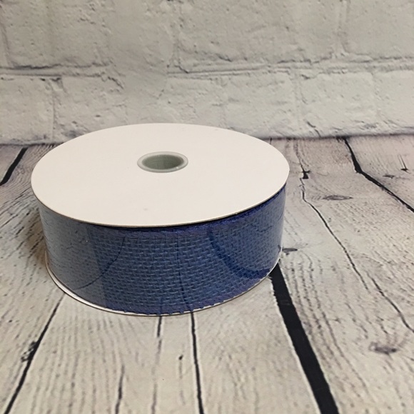 Royal Blue Burlap Wired Ribbon, 1,5 in x 10 yards - Picture 2 of 4